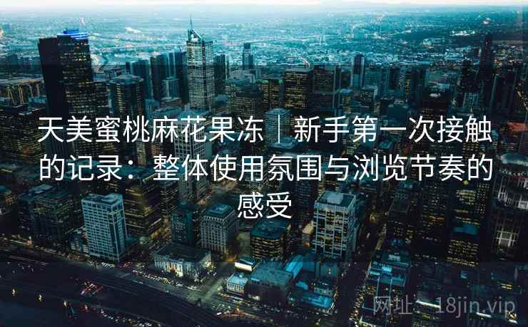 天美蜜桃麻花果冻｜新手第一次接触的记录：整体使用氛围与浏览节奏的感受