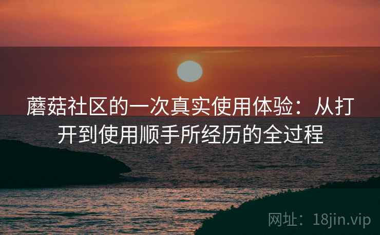 蘑菇社区的一次真实使用体验：从打开到使用顺手所经历的全过程