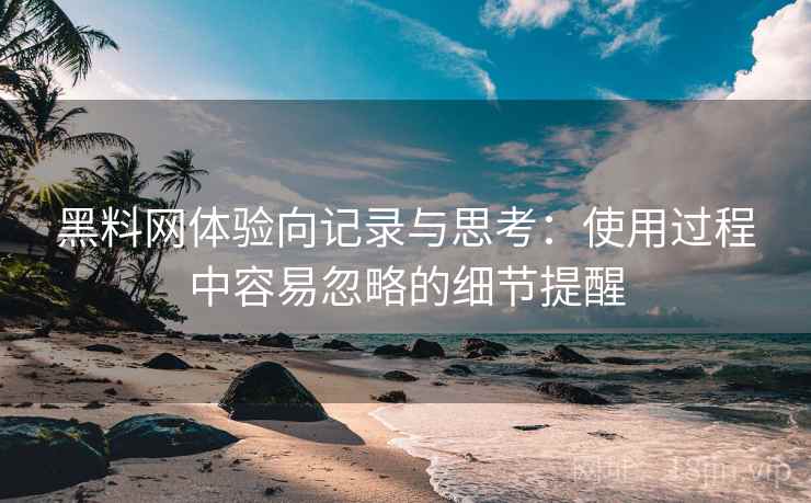 黑料网体验向记录与思考：使用过程中容易忽略的细节提醒