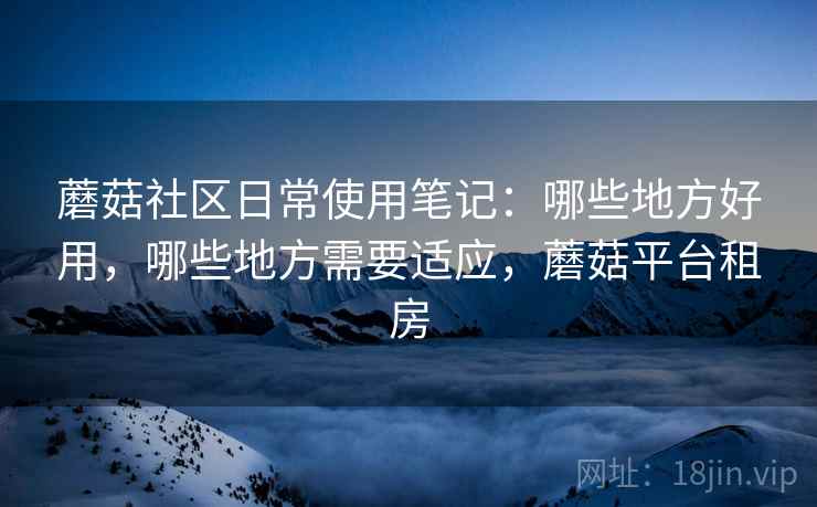 蘑菇社区日常使用笔记：哪些地方好用，哪些地方需要适应，蘑菇平台租房