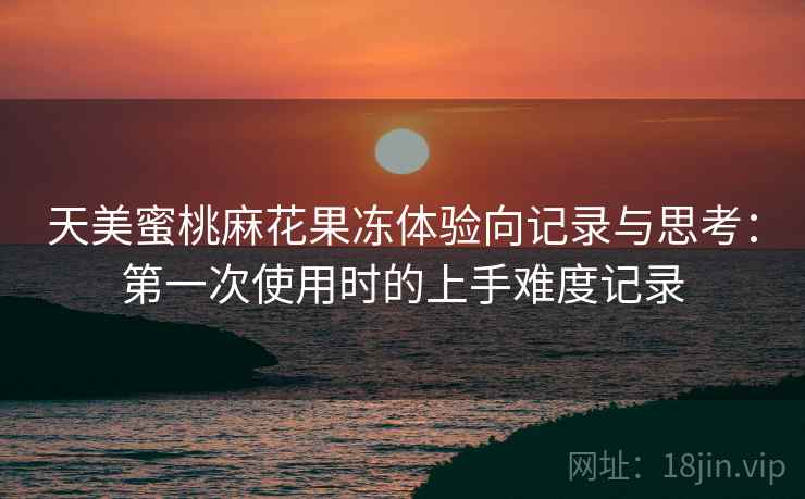 天美蜜桃麻花果冻体验向记录与思考:第一次使用时的上手难度记录